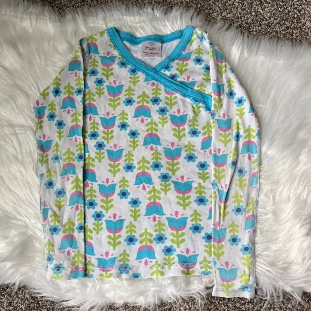 Hanna Andersson Flower Print Pajama Set Girls 8